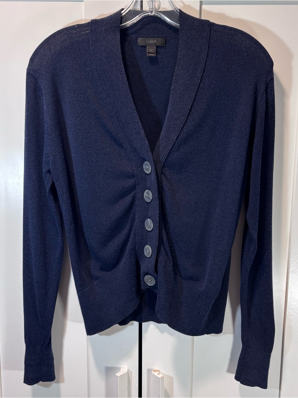 J.Crew Cotton Blend Cardigan Sweater Women’s S Navy Blue Preppy Workwear Office